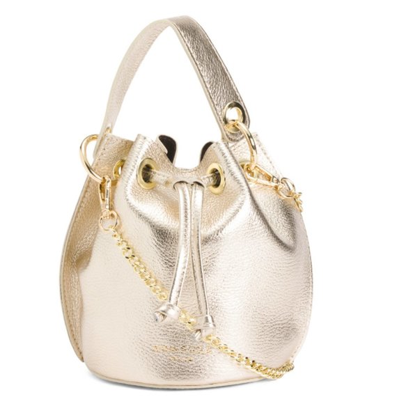 ANNA PAOLA Bags Anna Paola Gold Made In Italy Leather Drawcord